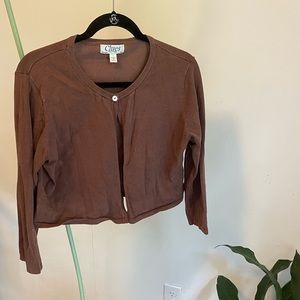 Cropped mid length sleeved sweater great with summer dress.